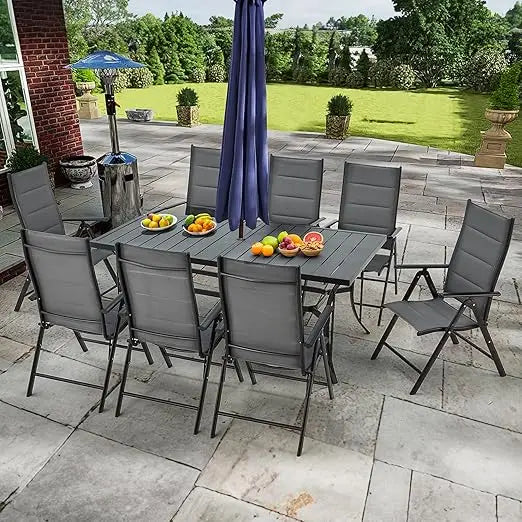 All-Weather Rattan Patio Dining Set with 60" Wood Tabletop, Cushions & Umbrella Hole (5/7/9-Piece)
