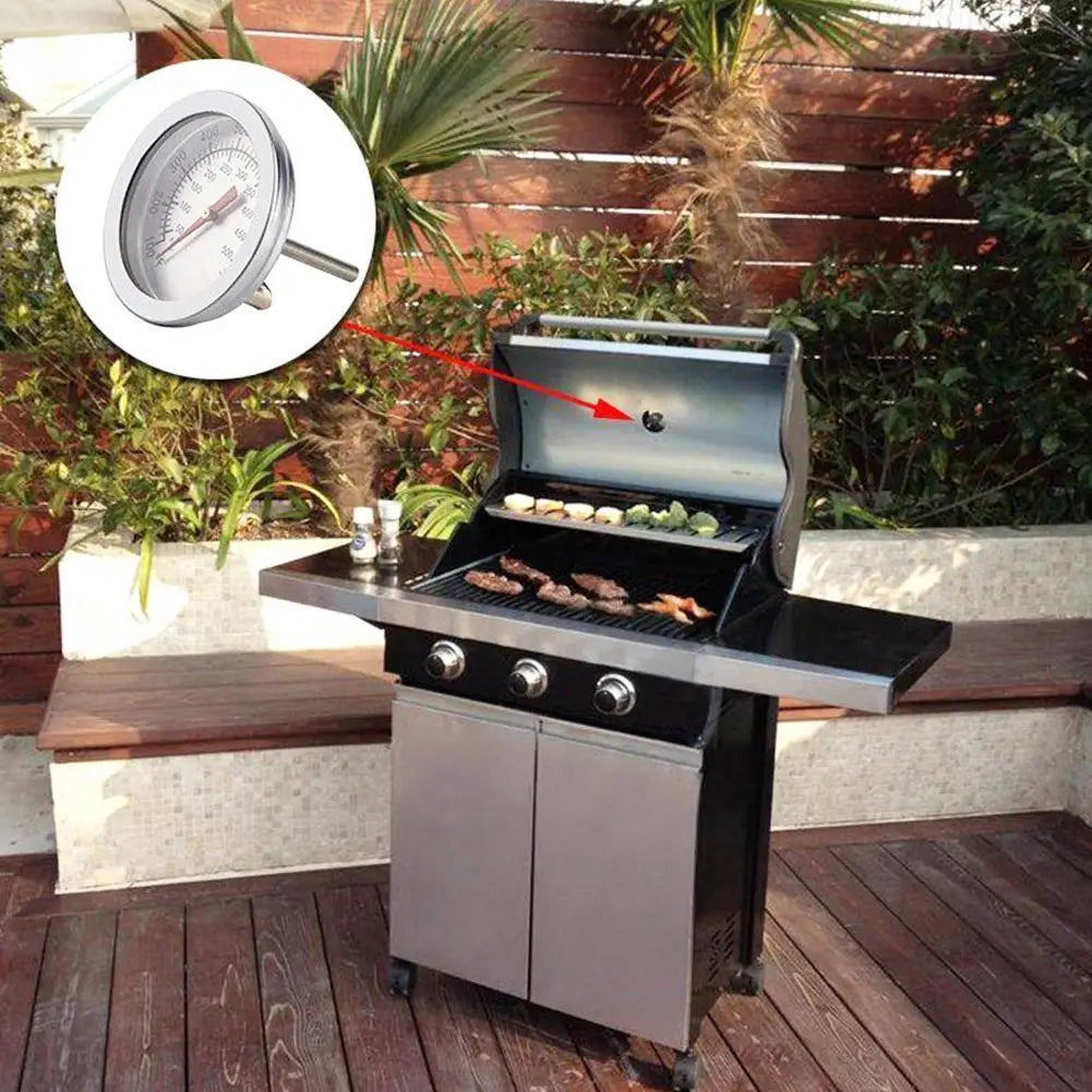 Built-In BBQ Grill Lid Thermometer Replacement – Compatible with Weber Traveler, Charcoal Grills, Smokers & Ovens (100–800°F)