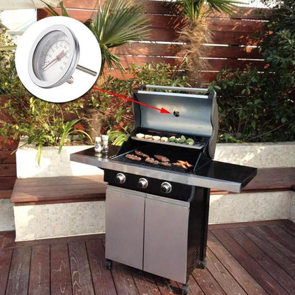 Built-In BBQ Grill Lid Thermometer Replacement – Compatible with Weber Traveler, Charcoal Grills, Smokers & Ovens (100–800°F)