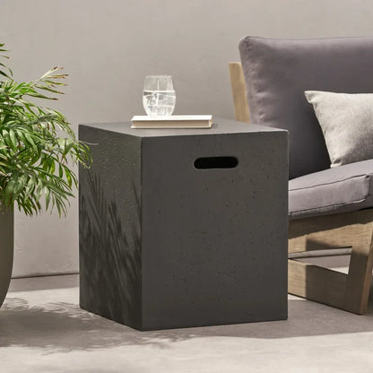 M138 Round Outdoor Concrete Propane Fire Pit-Modern Light Grey for Patio- Garden and Backyard. No Assembly Needed for Camping