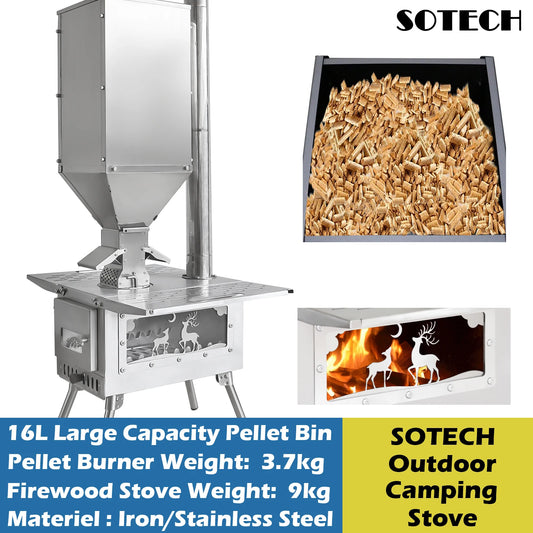 Portable Stainless Steel Wood Stove – Foldable Camping Firewood & Pellet Burner for Outdoor Cooking & Heating