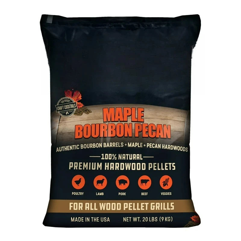 Maple Bourbon Pecan Premium BBQ Wood Pellets, 20 lbs