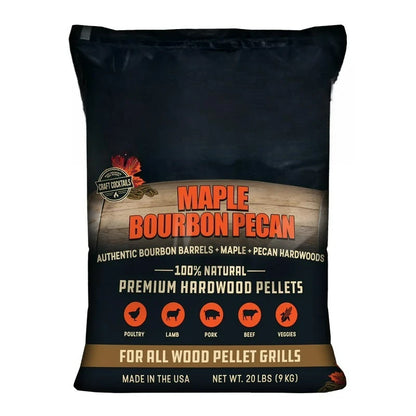 Maple Bourbon Pecan Premium BBQ Wood Pellets, 20 lbs