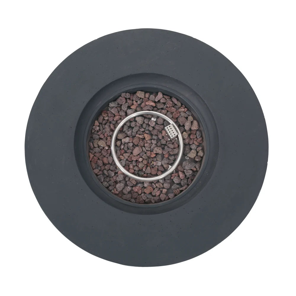 M138 Round Outdoor Concrete Propane Fire Pit-Modern Light Grey for Patio- Garden and Backyard. No Assembly Needed for Camping