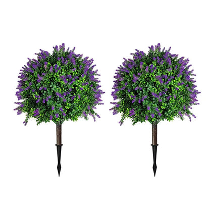 2PCS Outdoor Artificial Topiary Ball Trees UV Resistant Faux Bushes Potted Plants Door Porch Decoration Artificial Ball Trees