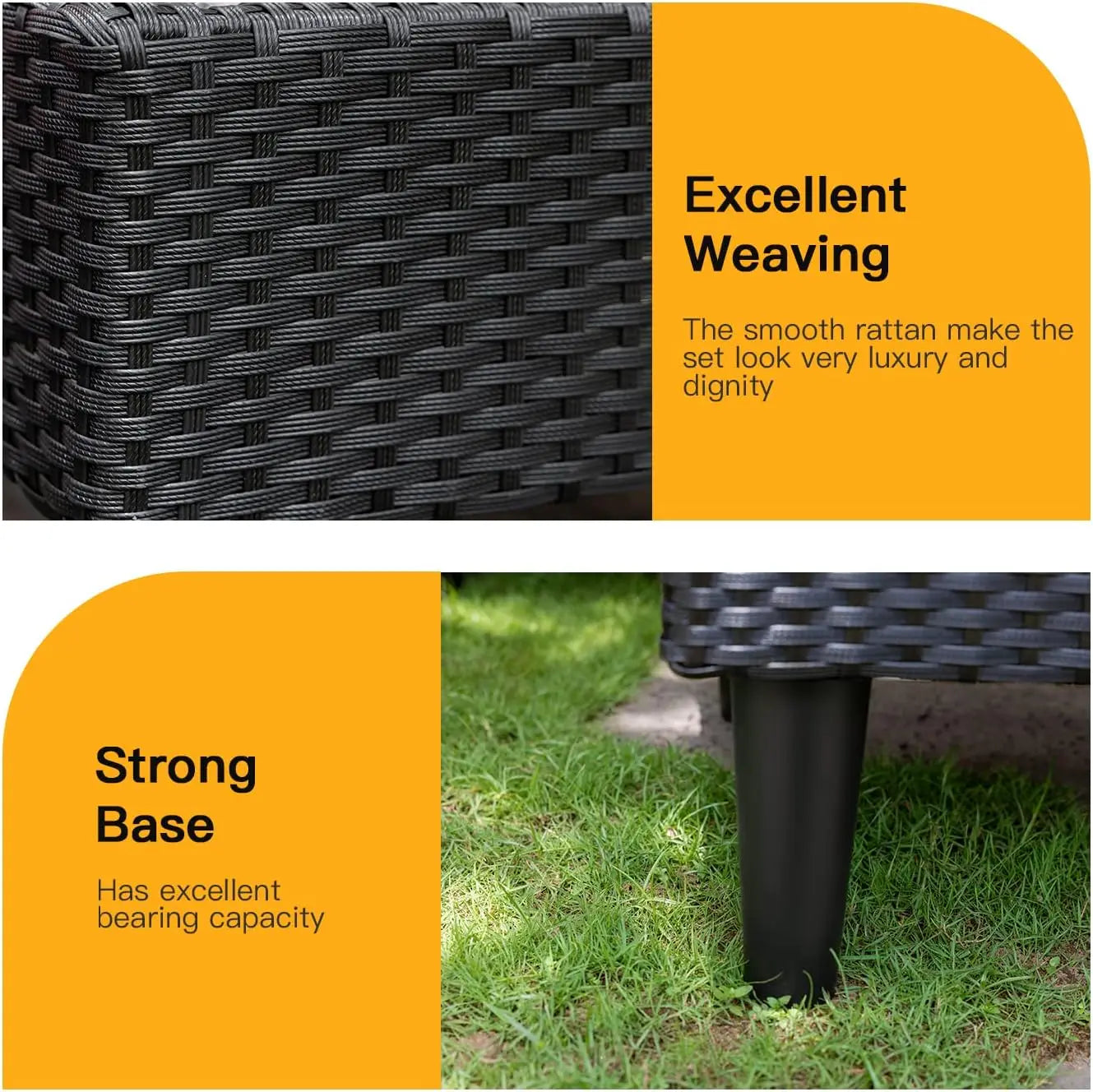 5-Piece Outdoor Patio Furniture Set – Wicker Rattan Sectional Sofa & Chairs for Backyard & Porch
