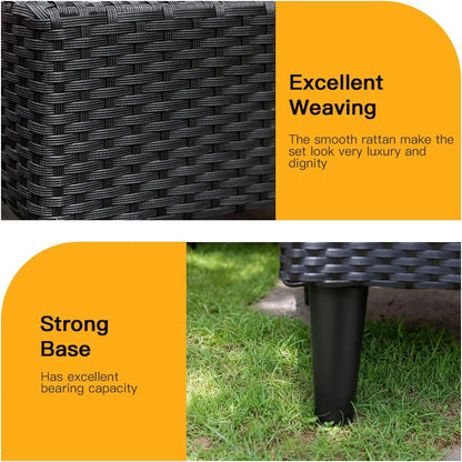 5-Piece Outdoor Patio Furniture Set – Wicker Rattan Sectional Sofa & Chairs for Backyard & Porch