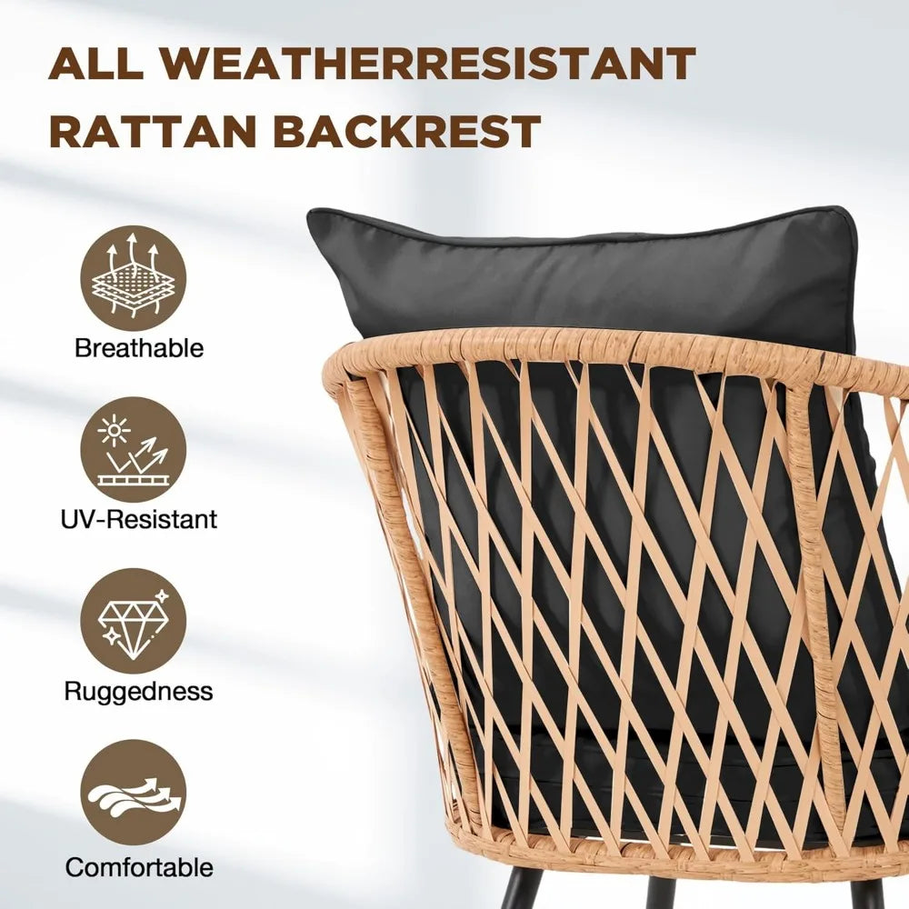 All-Weather Rattan Patio Dining Set with 60" Wood Tabletop, Cushions & Umbrella Hole (5/7/9-Piece)