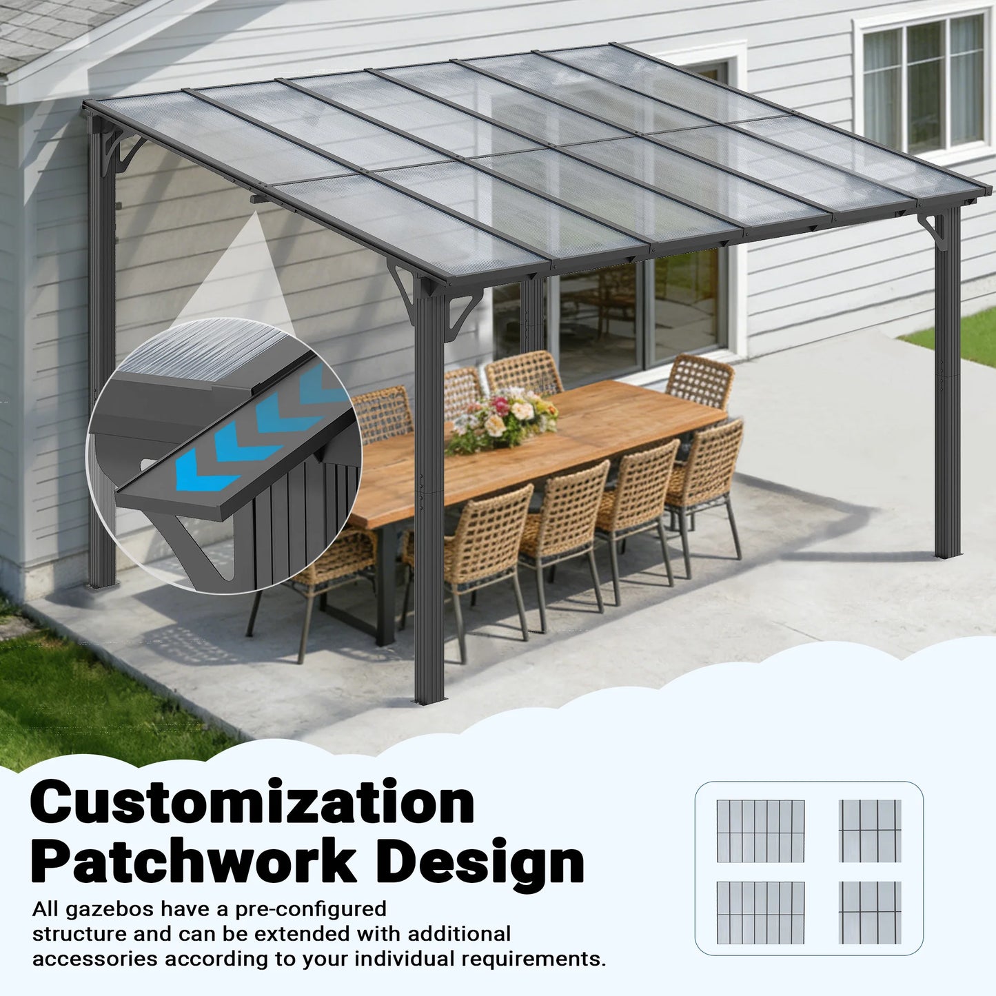 POLAR AURORA 10' x 12' Hardtop Gazebo with Aluminum Frame & Galvanized Steel Roof, All-Weather Design