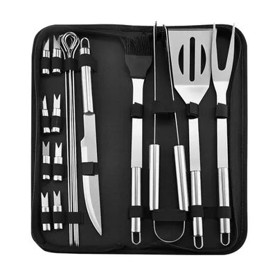 Stainless Steel BBQ Tool Set – Outdoor Grill Accessories Kit with Portable Storage Bag