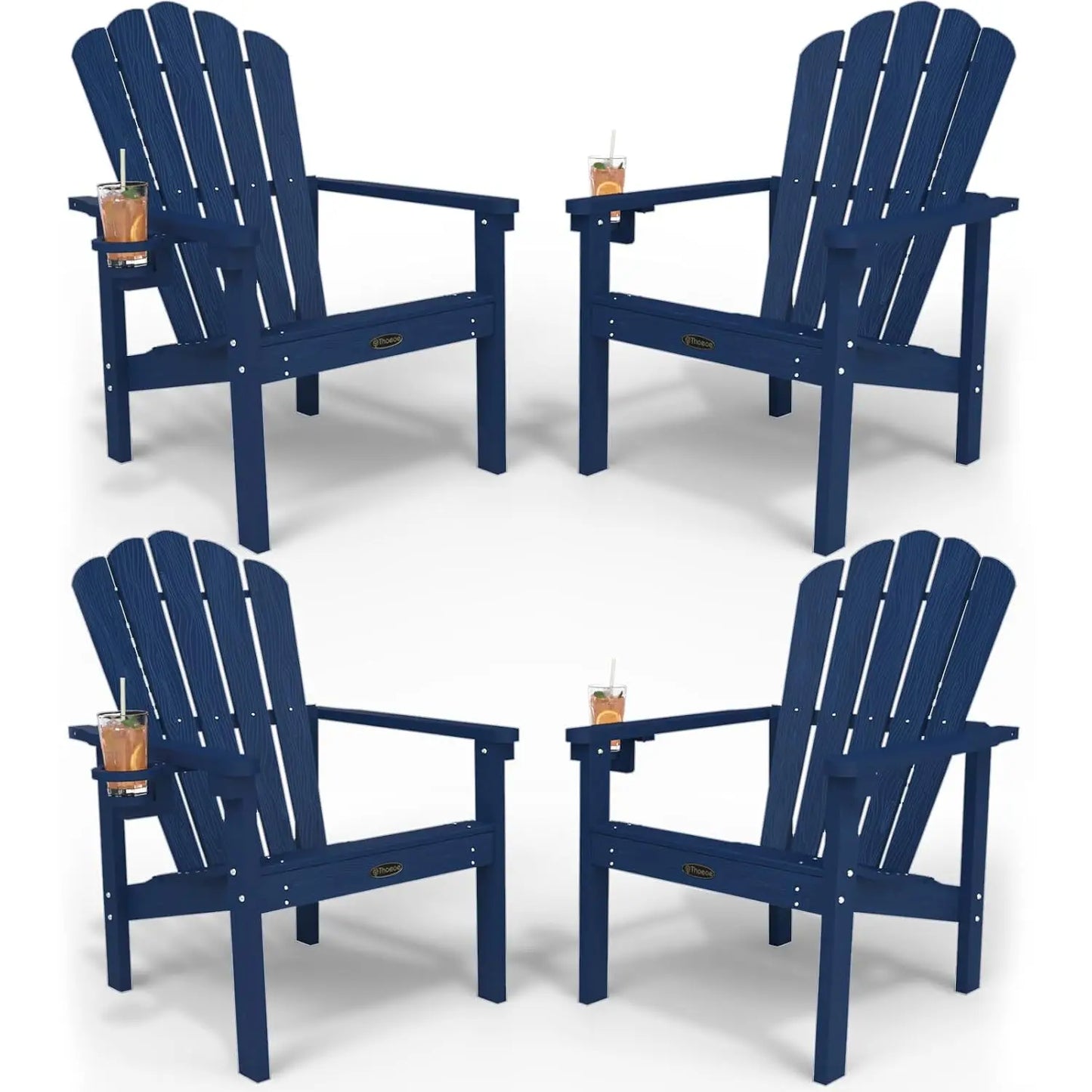 Set of 4 Stackable Adirondack Chairs – HDPE All-Weather Outdoor Chairs, Durable & Space-Saving