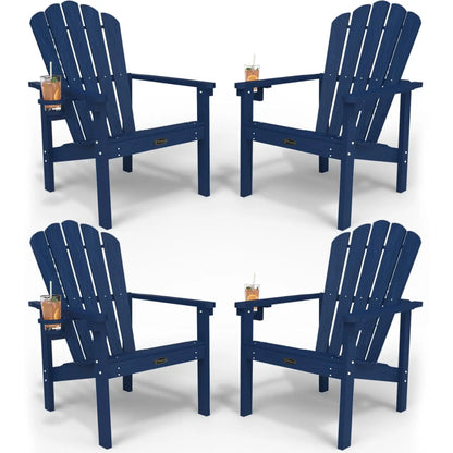 Set of 4 Stackable Adirondack Chairs – HDPE All-Weather Outdoor Chairs, Durable & Space-Saving