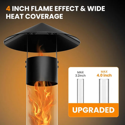 71" Outdoor Smokeless Pellet Heater with Wheels, Glass Fire Tube for Patio, Backyard & Camping