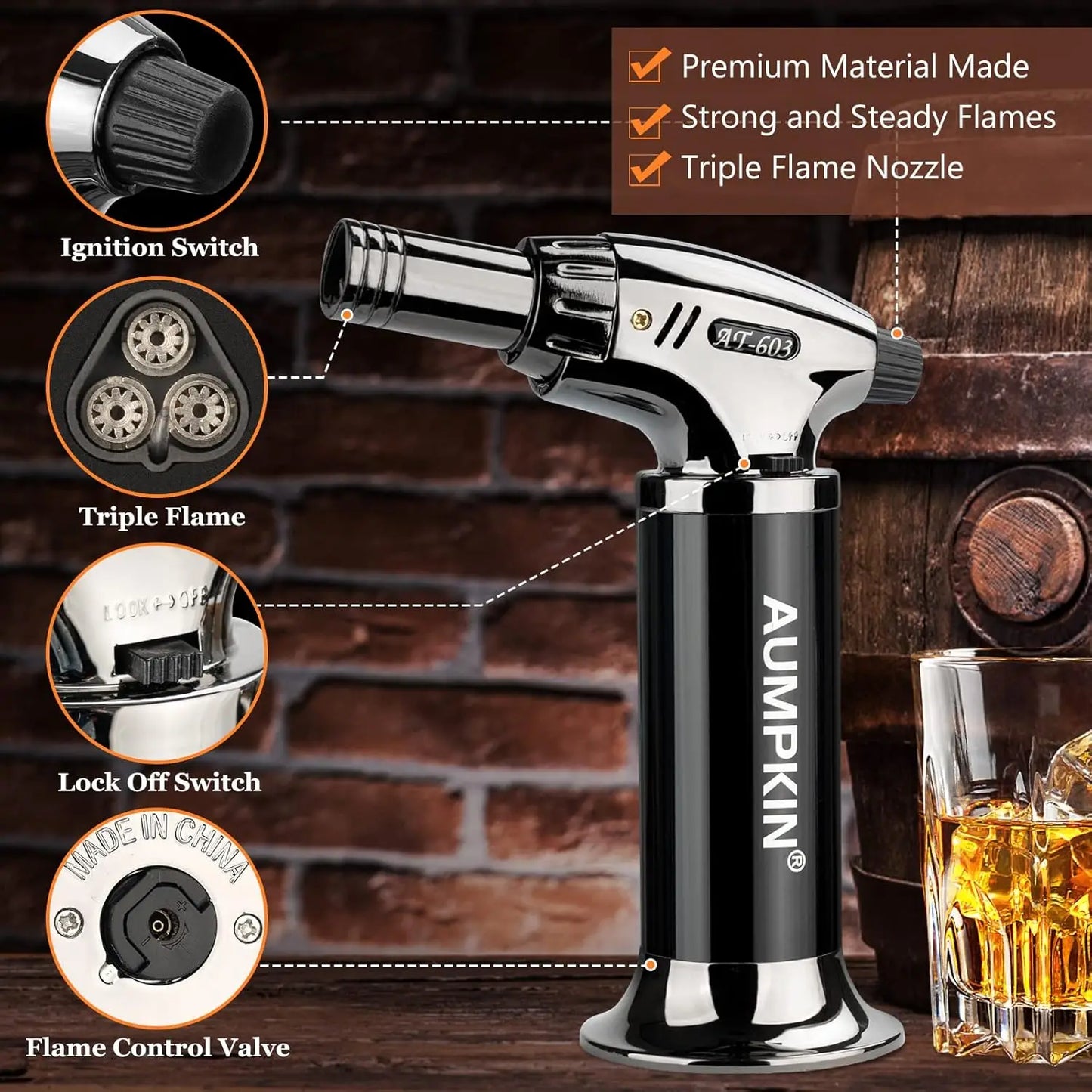 Cocktail Smoker Kit with Torch - 6 Flavors Wood Chips, Whiskey Infuser for Drinks & Food, Gift for Men & Dads