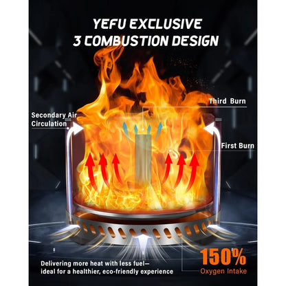 Silver 19" Fire Pit with Removable Ash-Pan, Smokeless Firepit, 304 Stainless Steel Material, Outdoor Fire Pit