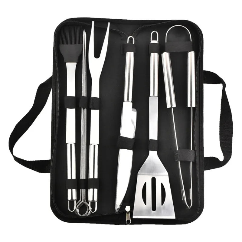 Stainless Steel BBQ Tool Set – Outdoor Grill Accessories Kit with Portable Storage Bag