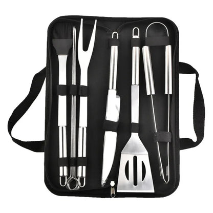 Stainless Steel BBQ Tool Set – Outdoor Grill Accessories Kit with Portable Storage Bag