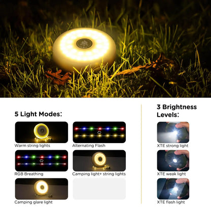 10m Retractable LED String Lights – RGB & Warm White, Rechargeable Portable Lantern for Indoor & Outdoor Use