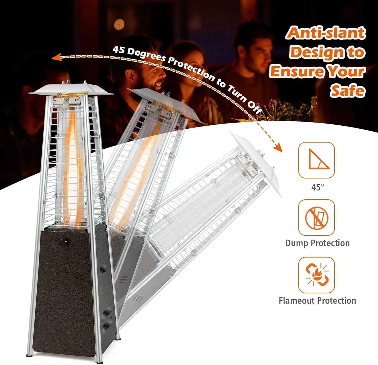 Portable Outdoor Tabletop Heater, 10,000 BTU with Tip-Over Protection for Patio Deck Porch
