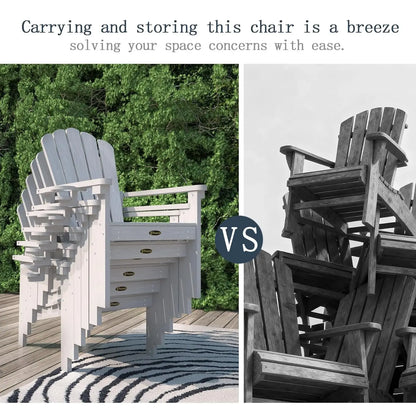 Set of 4 Stackable Adirondack Chairs – HDPE All-Weather Outdoor Chairs, Durable & Space-Saving
