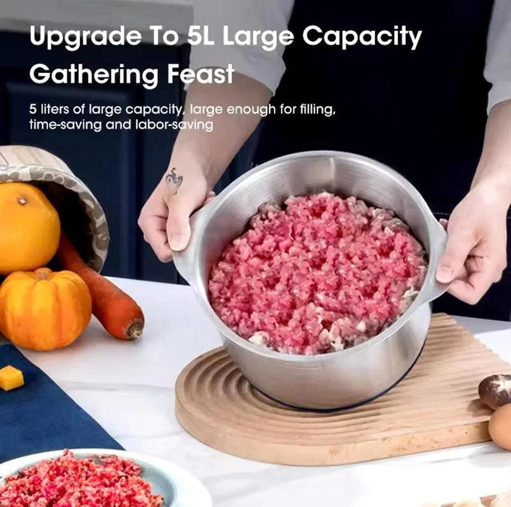 5L Electric Meat Grinder & Food Processor – 304 Stainless Steel Chopper, Vegetable Slicer & Mixer