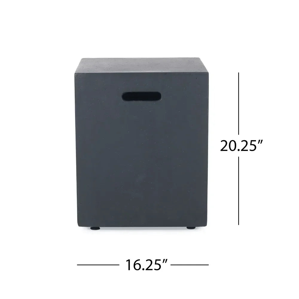 M138 Round Outdoor Concrete Propane Fire Pit-Modern Light Grey for Patio- Garden and Backyard. No Assembly Needed for Camping