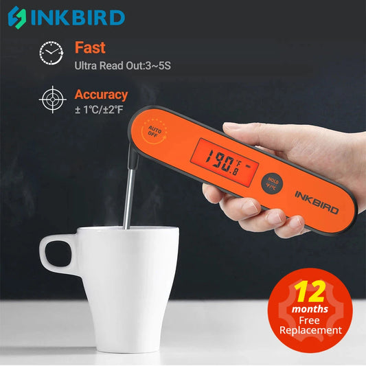 Digital BBQ Thermometer IHT-1P – Waterproof Rechargeable Meat Thermometer with Backlight & Calibration
