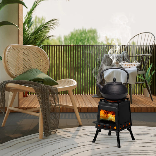 Portable Folding Wood Stove Grill – Windproof Barbecue Oven for Camping, Picnic & Outdoor Cooking