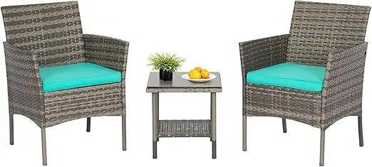 5-Piece Outdoor Patio Furniture Set – Wicker Rattan Sectional Sofa & Chairs for Backyard & Porch