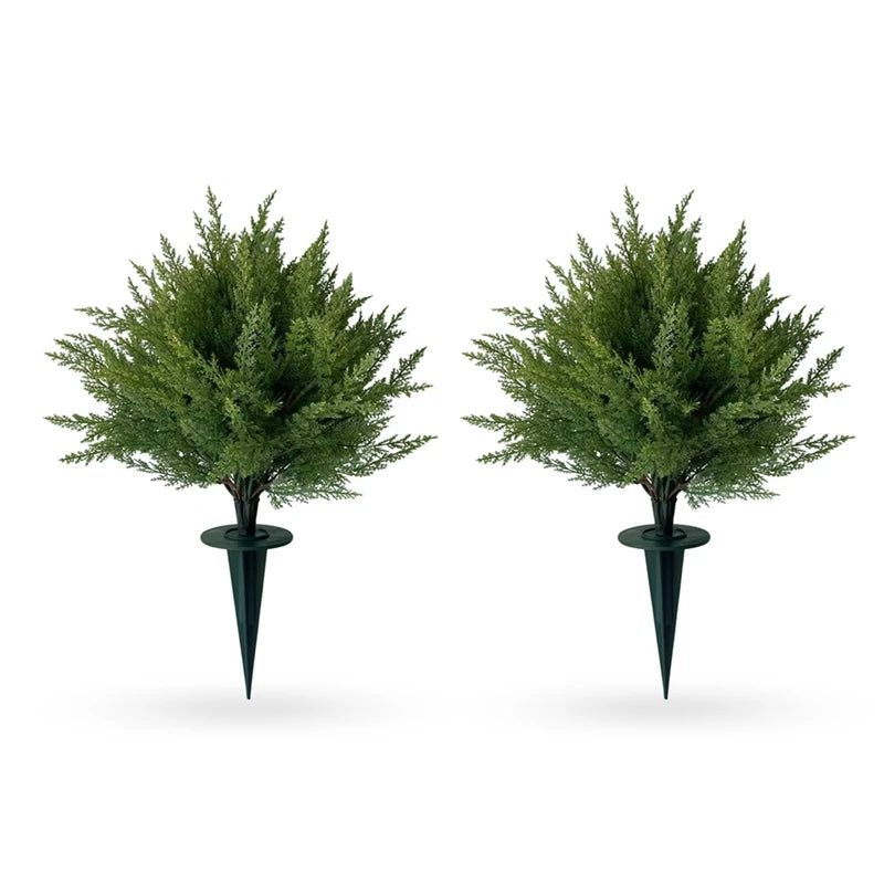2PCS Outdoor Artificial Topiary Ball Trees UV Resistant Faux Bushes Potted Plants Door Porch Decoration Artificial Ball Trees